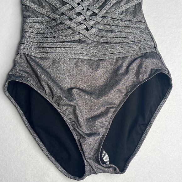 gottex classics  one piece silver shiny bathing suit new size 10 - Picture 4 of 7